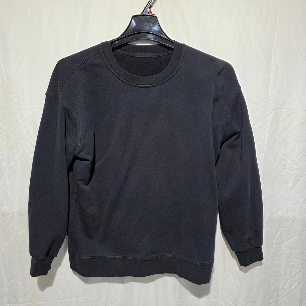 Lululemon Mens Black Crewneck Sweatshirt Relaxed Fit Pullover Size M